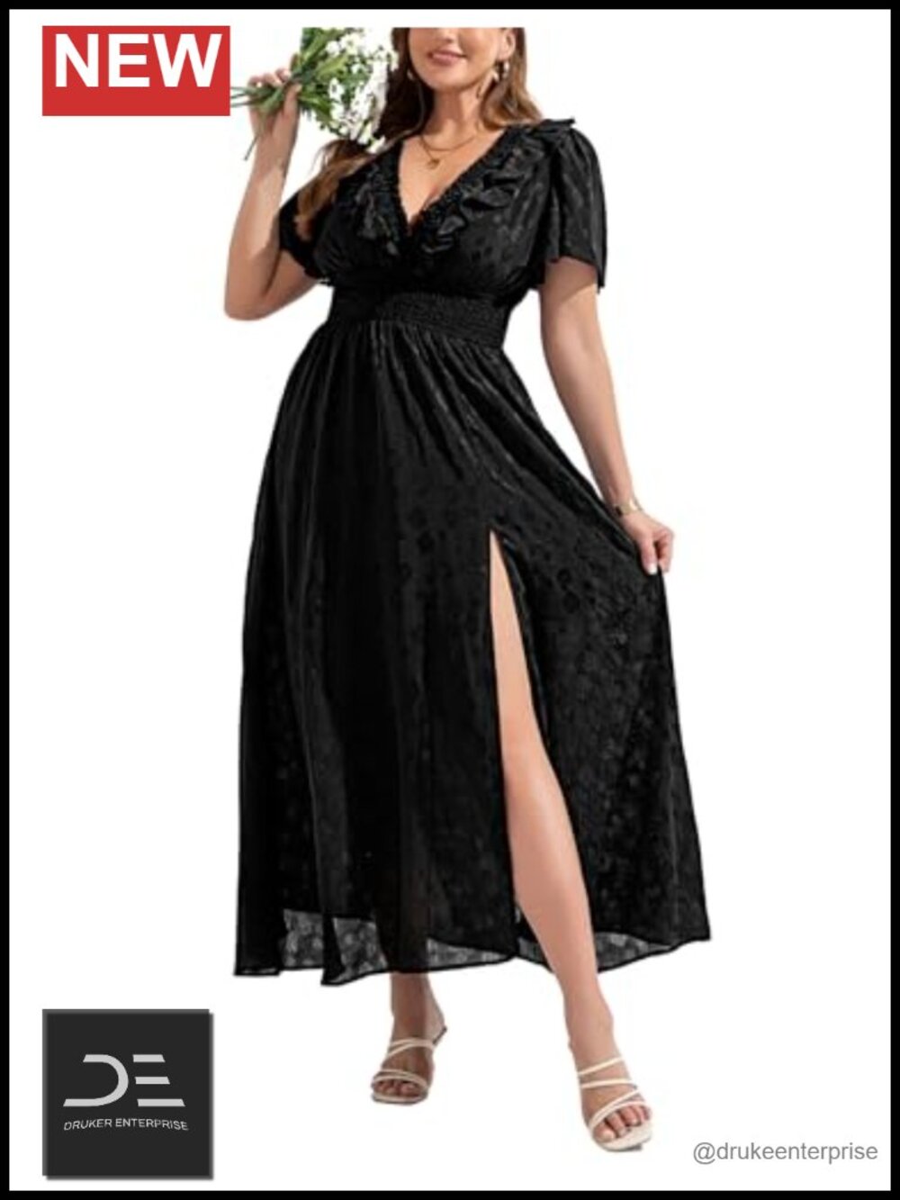 Women's Floral Maxi Dress V-Neck Short Sleeve Plus Size Wedding Guest